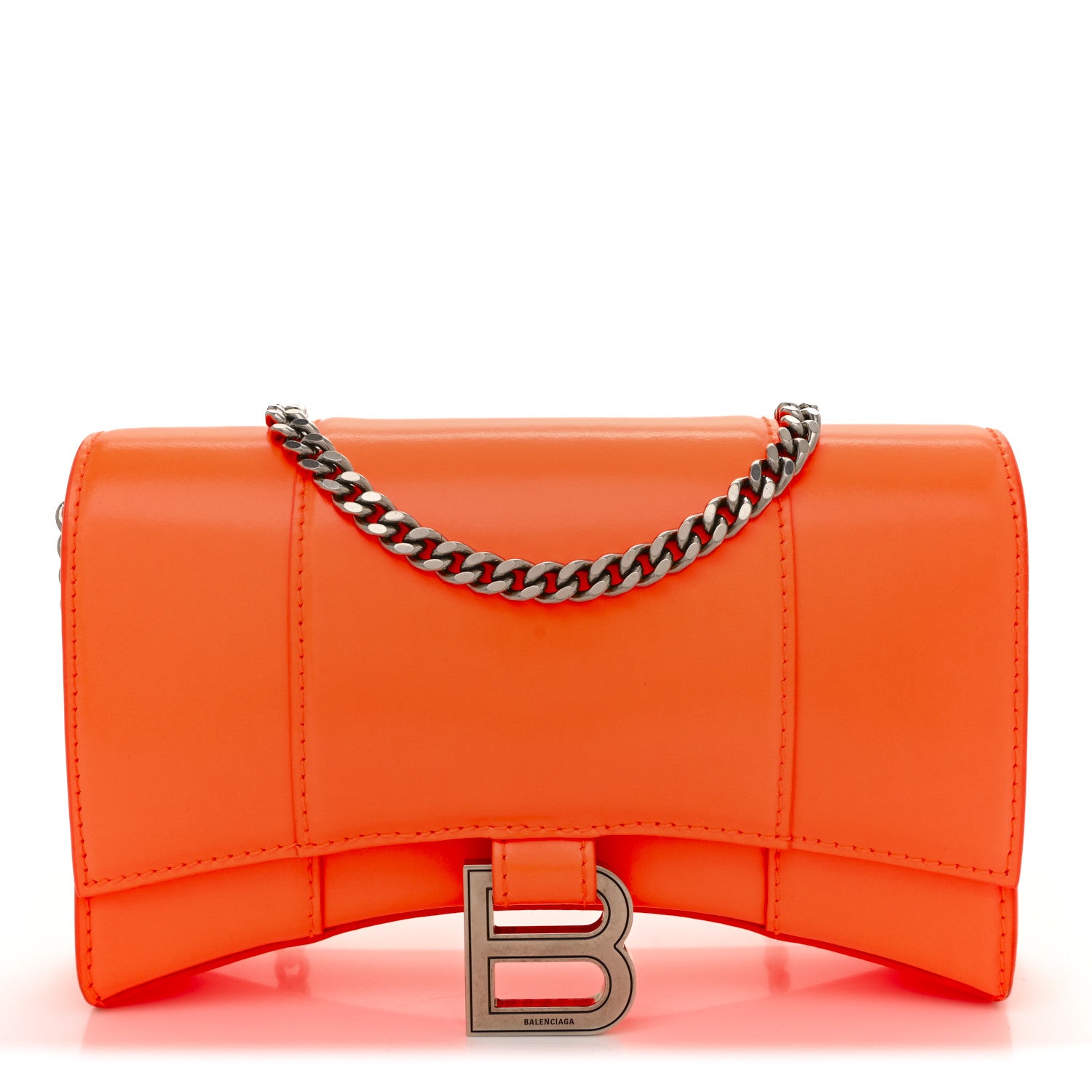 Balenciaga Shiny Box Calfskin Hourglass Chain Bag Fluo Orange 1 of 11