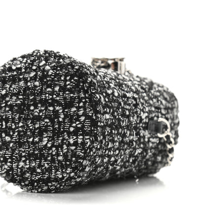 Chanel Tweed Mini Bucket Drawstring Bag Black Silver 11 of 11