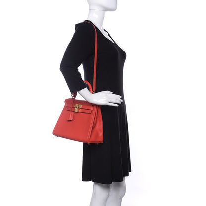 Hermes Evercolor Kelly Retourne 28 Rouge Tomate 2 of 11