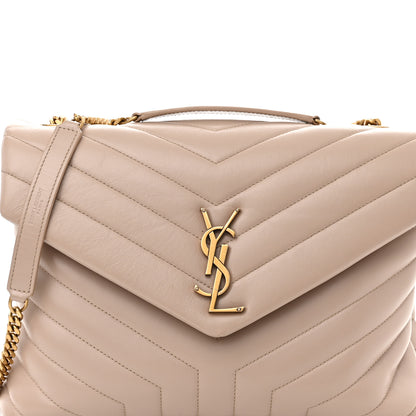 Saint Laurent Calfskin Y Quilted Monogram Medium Loulou Chain Satchel Light Natural 7 of 10