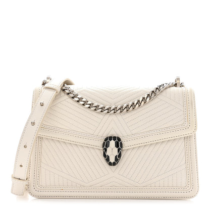 Bulgari Quilted Nappa Smooth Calfskin Serpenti Forever Diamond Blast Shoulder Bag Ivory 1 of 13