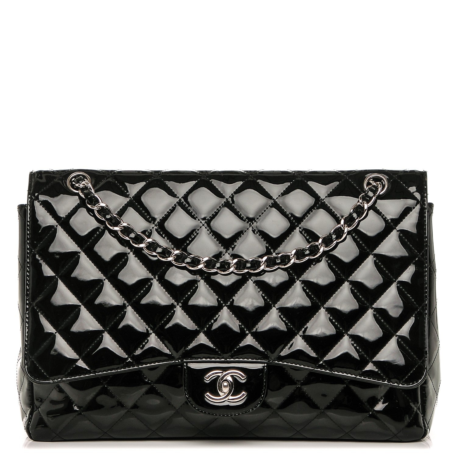 Chanel Patent Quilted Maxi Single Flap Black 1 of 7