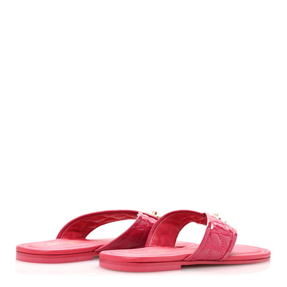 Chanel Patent Quilted CC Thong Sandals 38 Pink 5 of 10