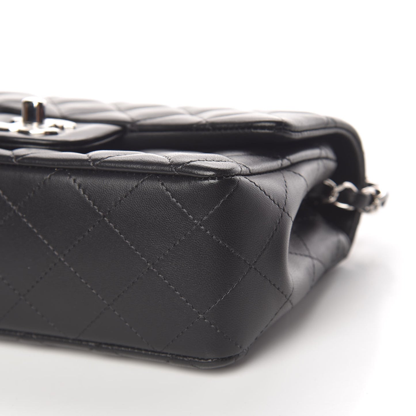 Lambskin Quilted Mini Rectangular Flap Black