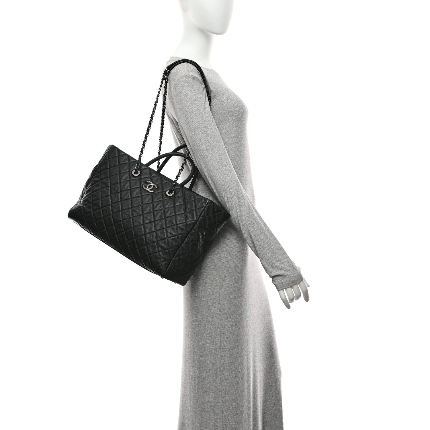 Chanel Caviar Quilted Large Coco Handle Shopping Tote Black 2 of 11