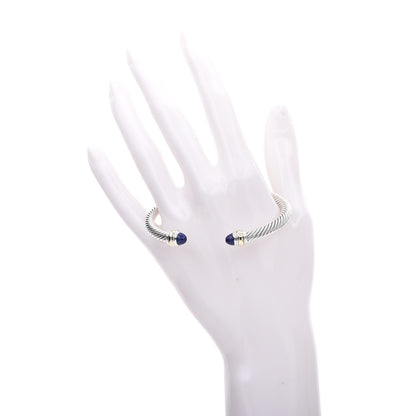 David Yurman Sterling Silver 14K Yellow Gold Lapis Lazuli 5mm Cable Classics Bracelet 7 of 10