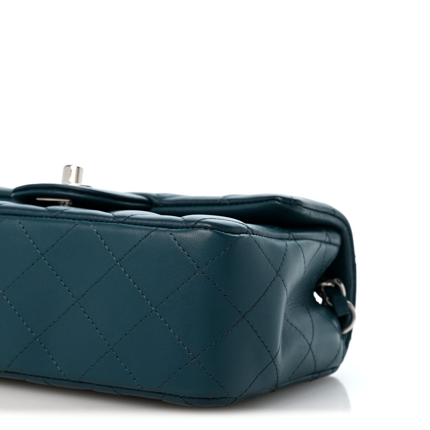 Lambskin Quilted Mini Rectangular Flap Dark Blue