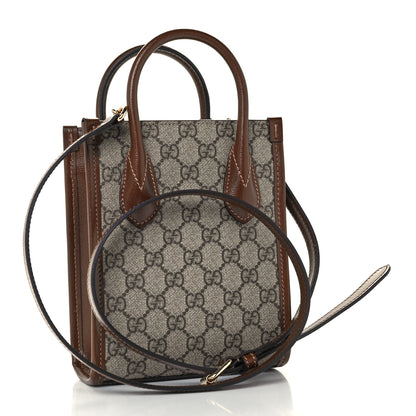 Gucci GG Supreme Monogram Azalea Calfskin Mini Retro Interlocking G Tote Bag Beige Ebony Brown Sugar 3 of 10