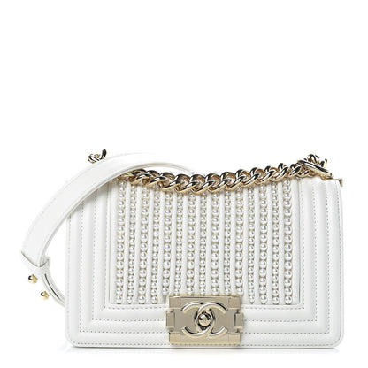 Chanel Calfskin Pearl Small Boy Flap White 1 of 16