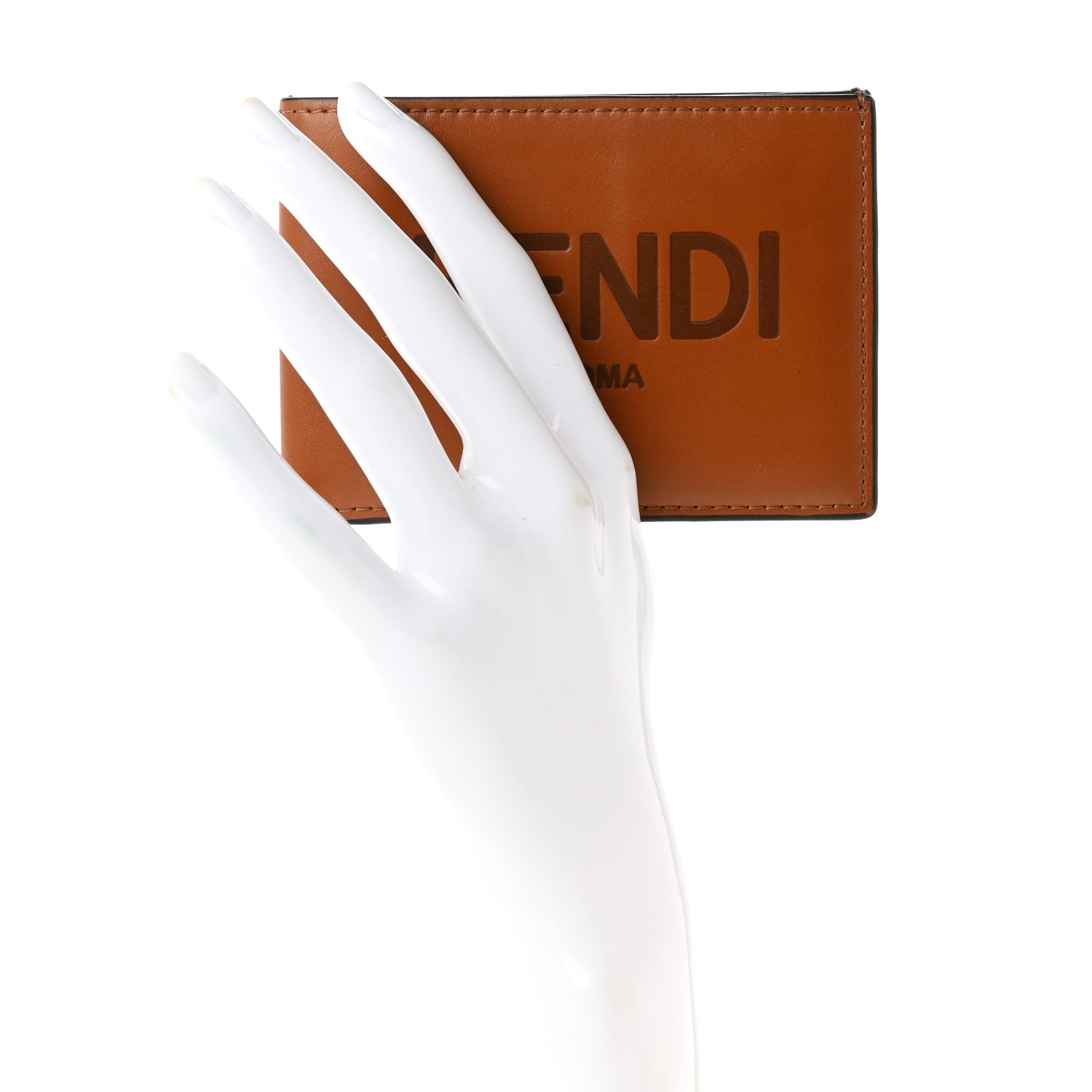 Fendi Vitello King Grace Light Logo Embossed Bifold Wallet Cuoio Ebano 2 of 9