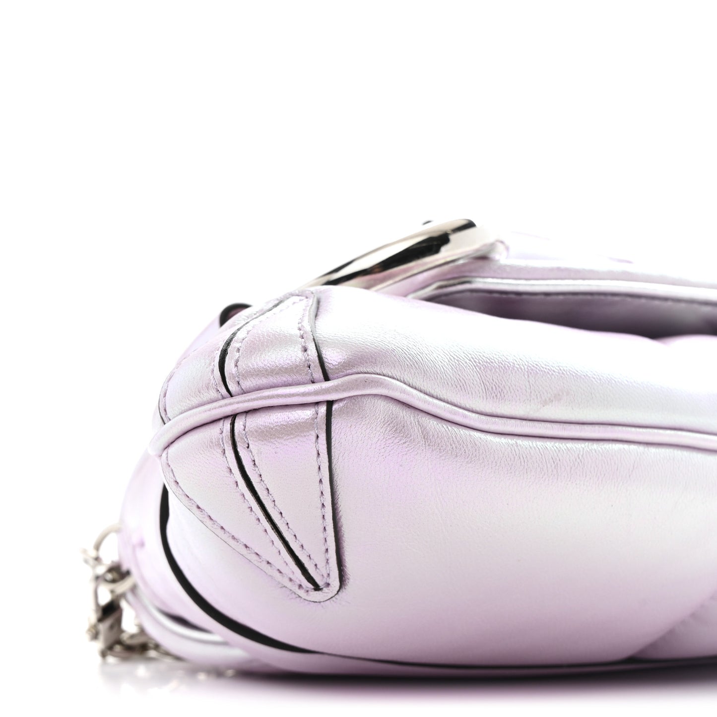 Iridescent Nappa Vertical Matelasse Medium Maxi Horsebit Chain Shoulder Bag Escape Pink