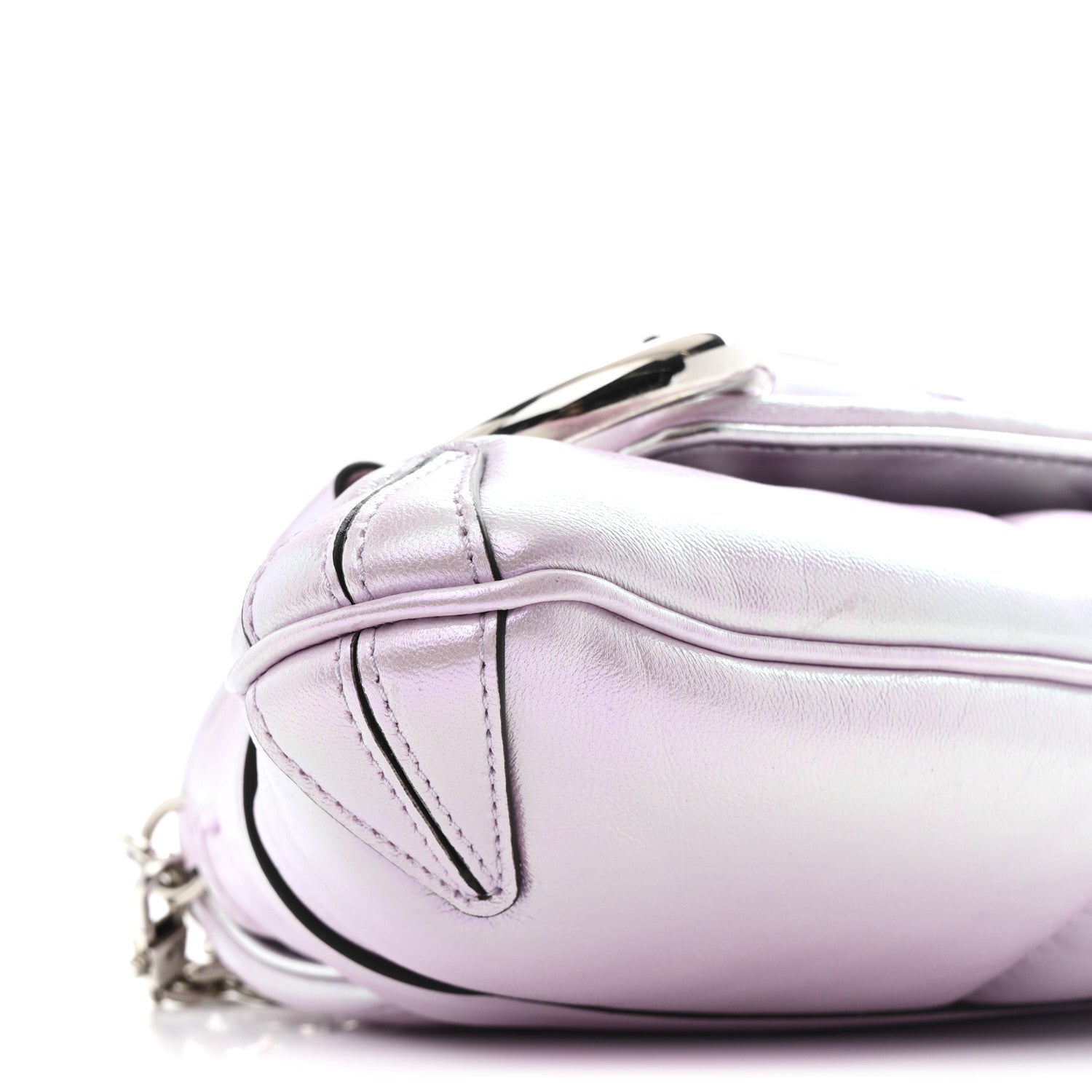 Gucci Iridescent Nappa Vertical Matelasse Medium Maxi Horsebit Chain Shoulder Bag Escape Pink 9 of 10