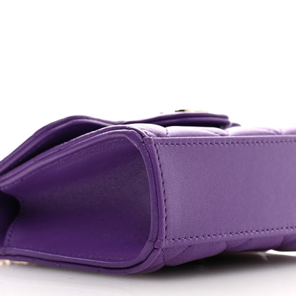 Chanel Lambskin Quilted Top Handle Flap Clutch With Chain Purple 9 of 10