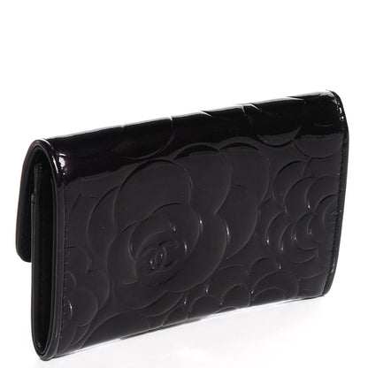 Chanel Patent Camellia Embossed Card Holder Black 3 of 9