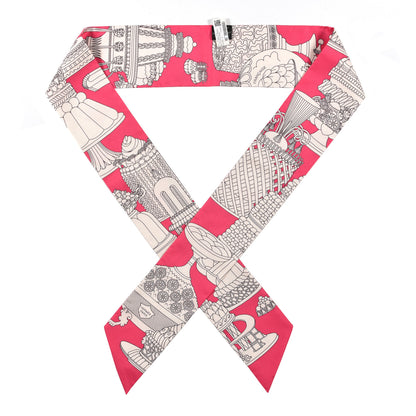 Hermes Silk La Patisserie Francaise Maxi Twilly Slim Fuchsia Creme 1 of 3