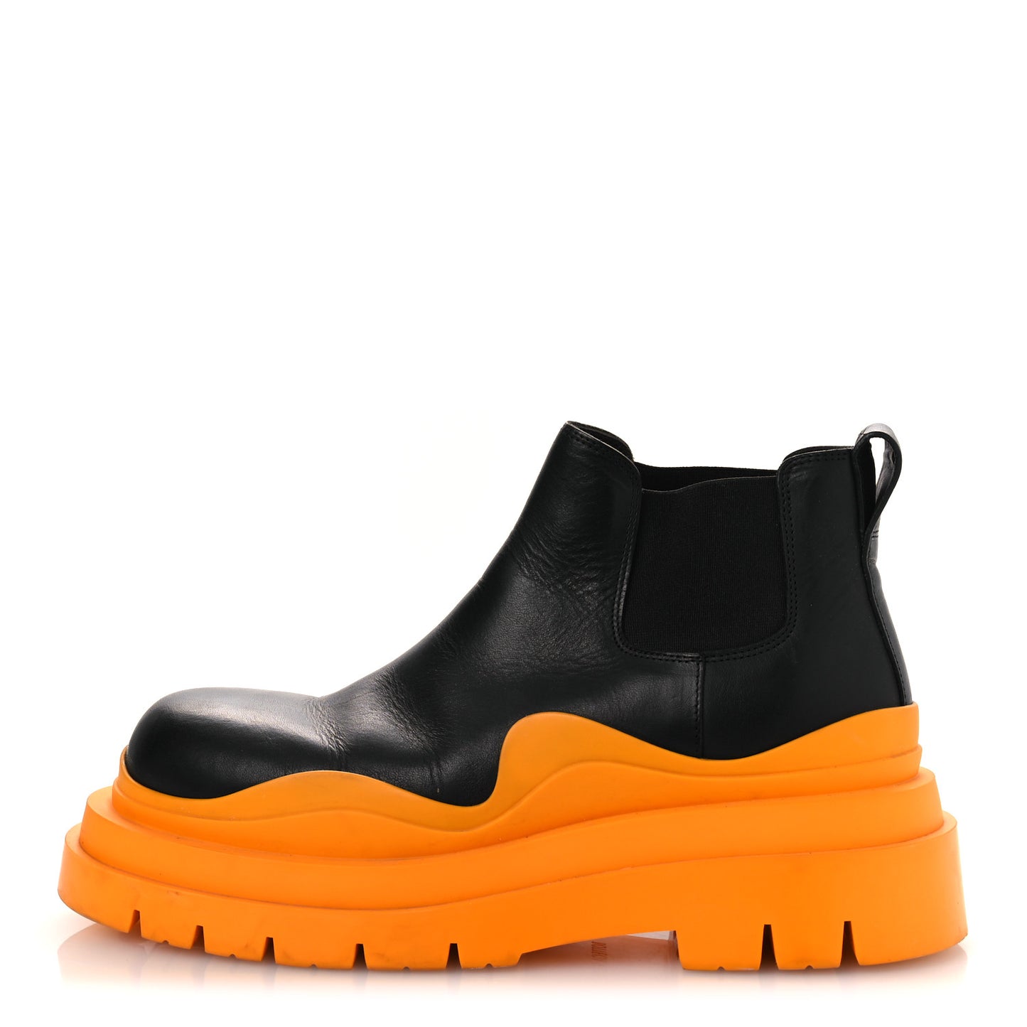 Calfskin The Tire Cropped Chelsea Boots 40.5 Black Tangerine