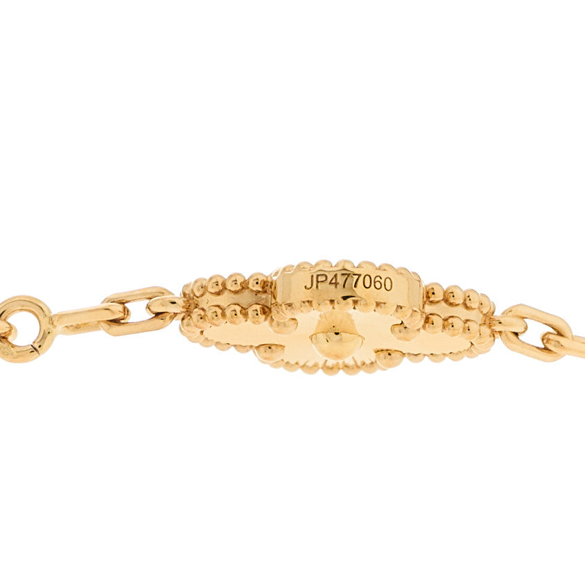 18K Yellow Gold 10 Motifs Guilloche Vintage Alhambra Necklace