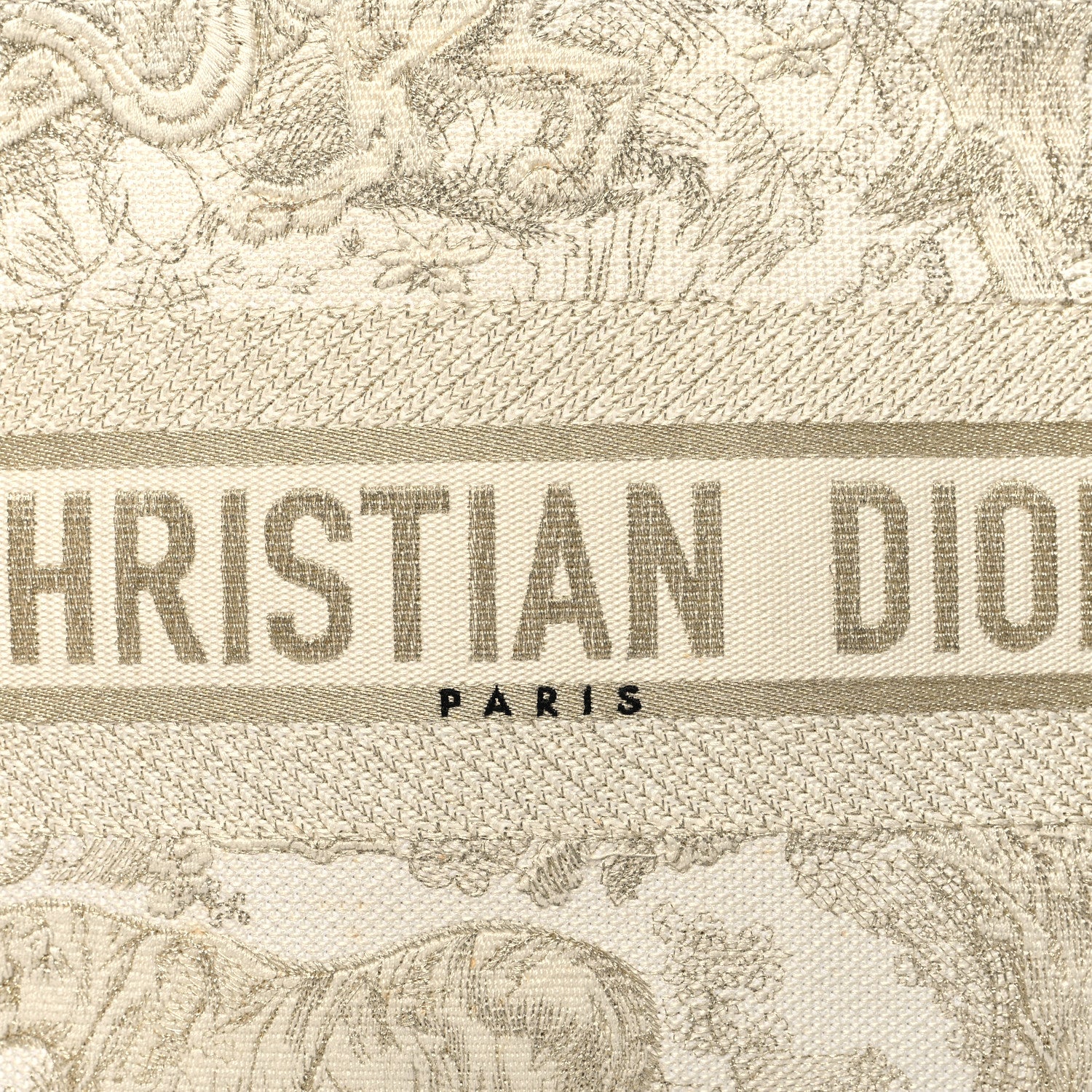 Christian Dior Canvas Embroidered Medium Dioriviera Toile De Jouy Book Tote Gold 8 of 11