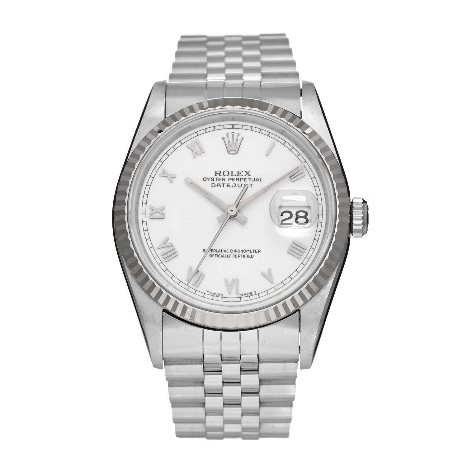 Rolex Stainless Steel 18K White Gold 36mm Oyster Perpetual Datejust Watch White Roman 16234 1 of 4