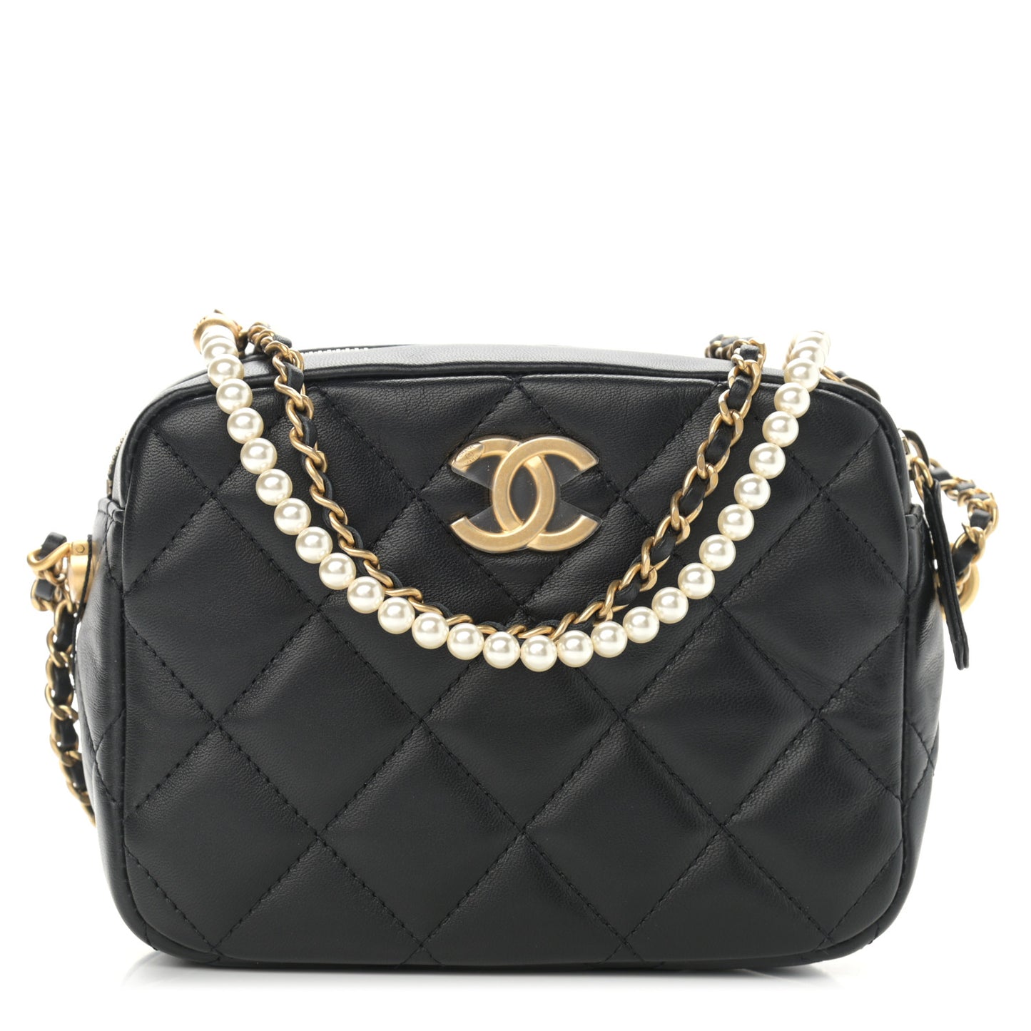 Lambskin Quilted Mini My Perfect Camera Case Black