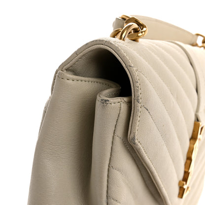 Saint Laurent Sheepskin Matelasse Chevron Monogram Medium College Bag Crema Soft 13 of 19