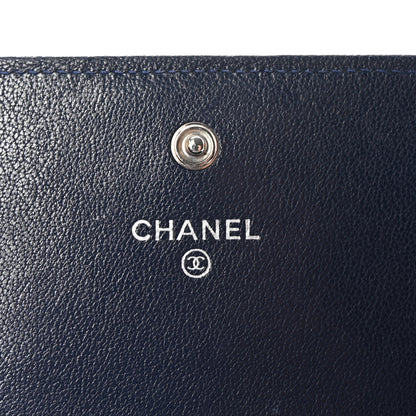 Chanel Sheepskin Quilted Mademoiselle Vintage Zip Around Wallet Navy 6 of 8