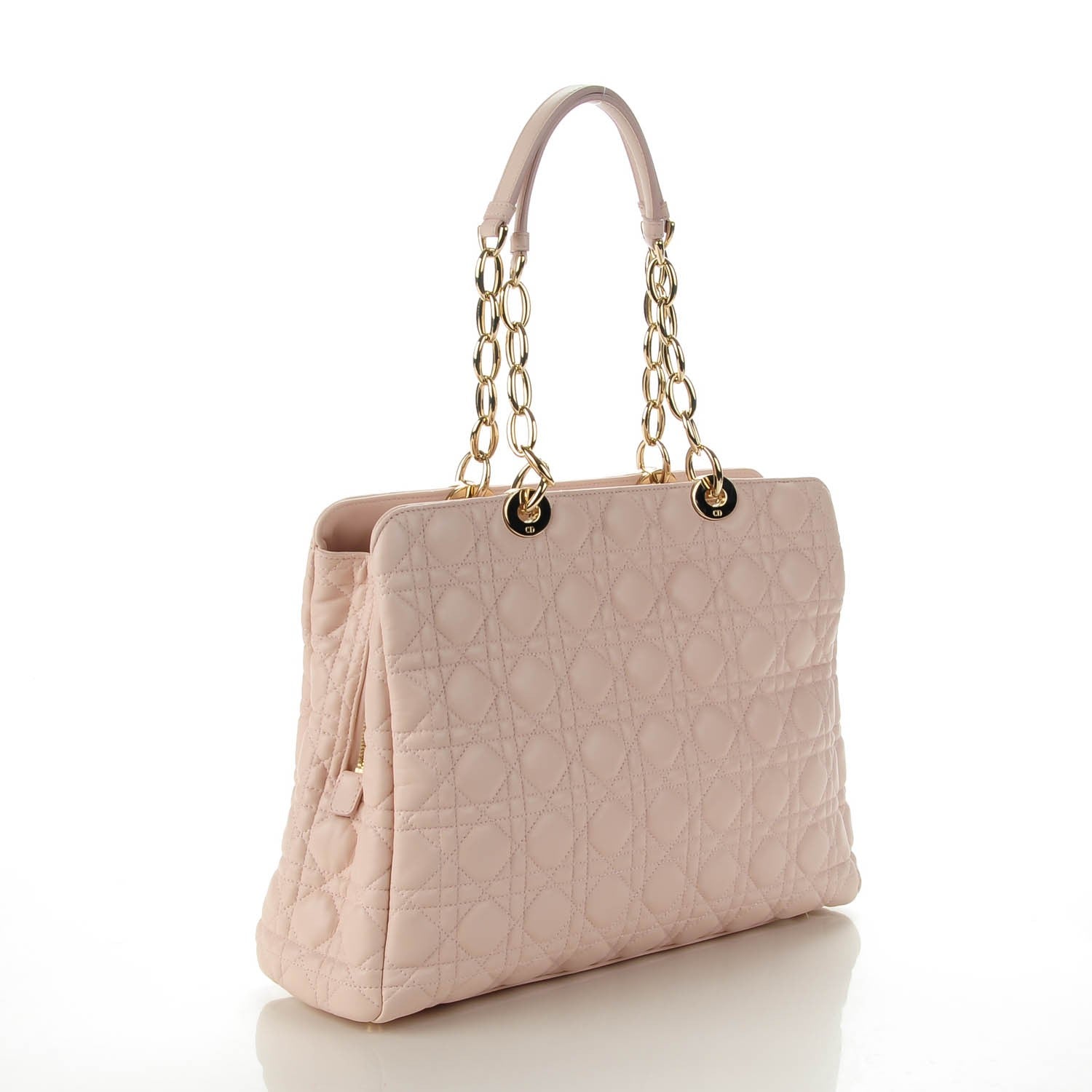 Christian Dior Lambskin Cannage Medium Dior Soft Zipped Shopping Tote Rose Poudre 3 of 7