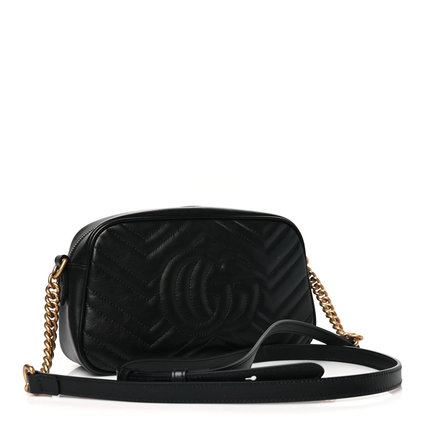 Calfskin Matelasse Small GG Marmont Chain Shoulder Bag Black