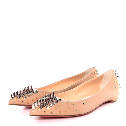 Christian Louboutin Nappa Goldoflat Spikes Flats 38.5 Nude 3 of 9