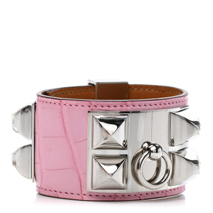 Hermes Matte Alligator Collier De Chien CDC Bracelet T2 5P Pink 1 of 9