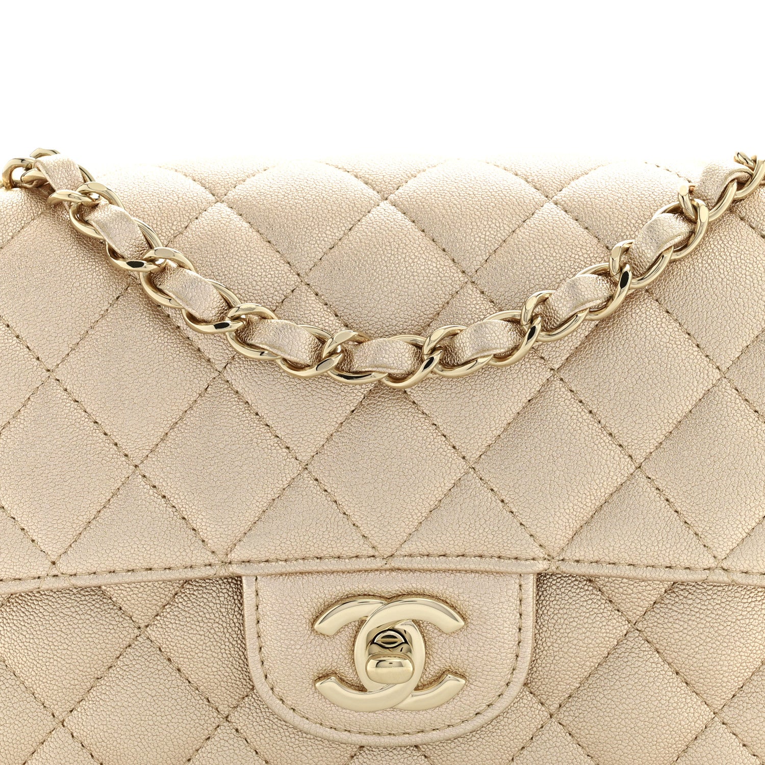Chanel Metallic Lambskin Quilted Mini Rectangular Flap Gold 7 of 10