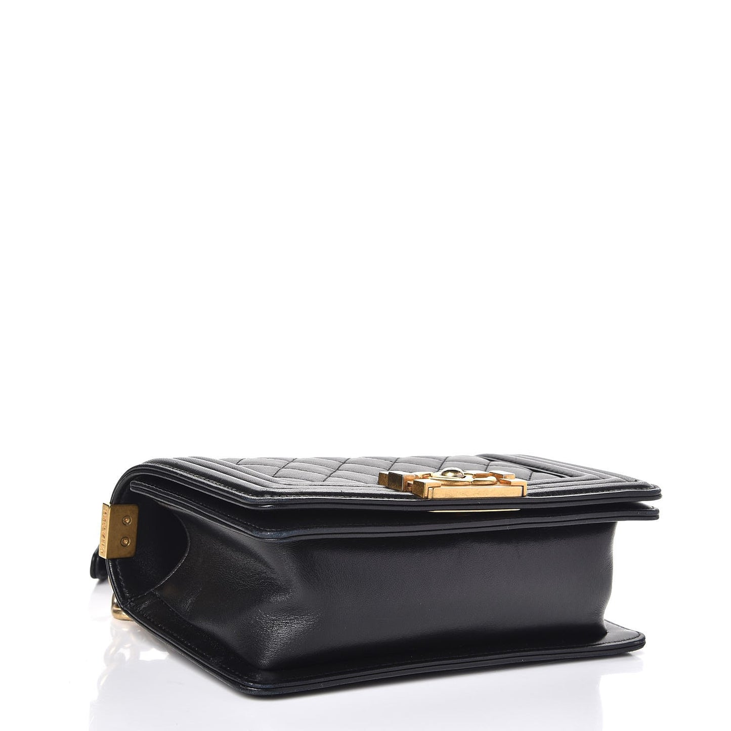 Lambskin Quilted Small Boy Flap Black