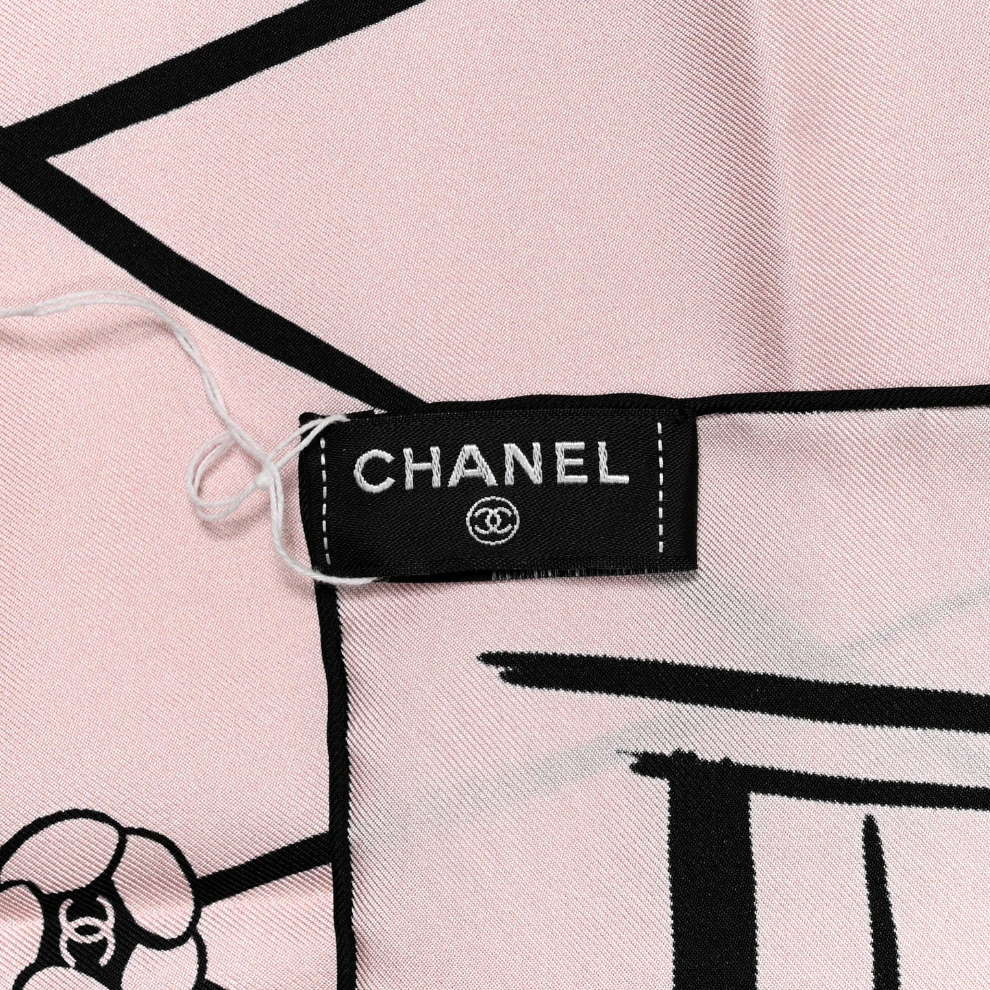 Silk CC Logo Camellia Scarf Pink Black