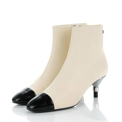 Chanel Calfskin Cap Toe Short Boots 36 White Black 3 of 9