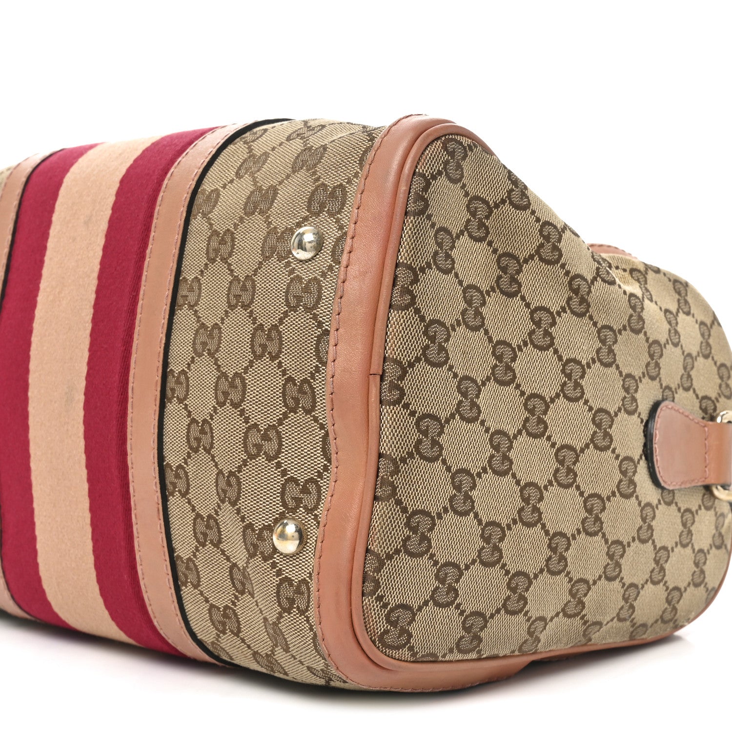 Gucci Monogram Vintage Web Medium Boston Pink 10 of 11