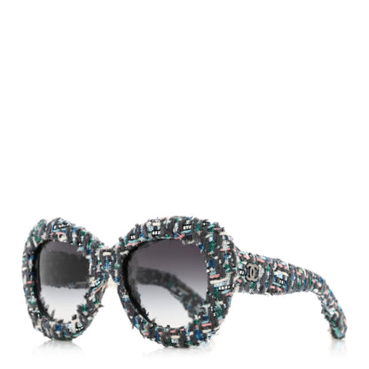 Chanel Tweed Sunglasses 71085 Blue Multicolor 1 of 14