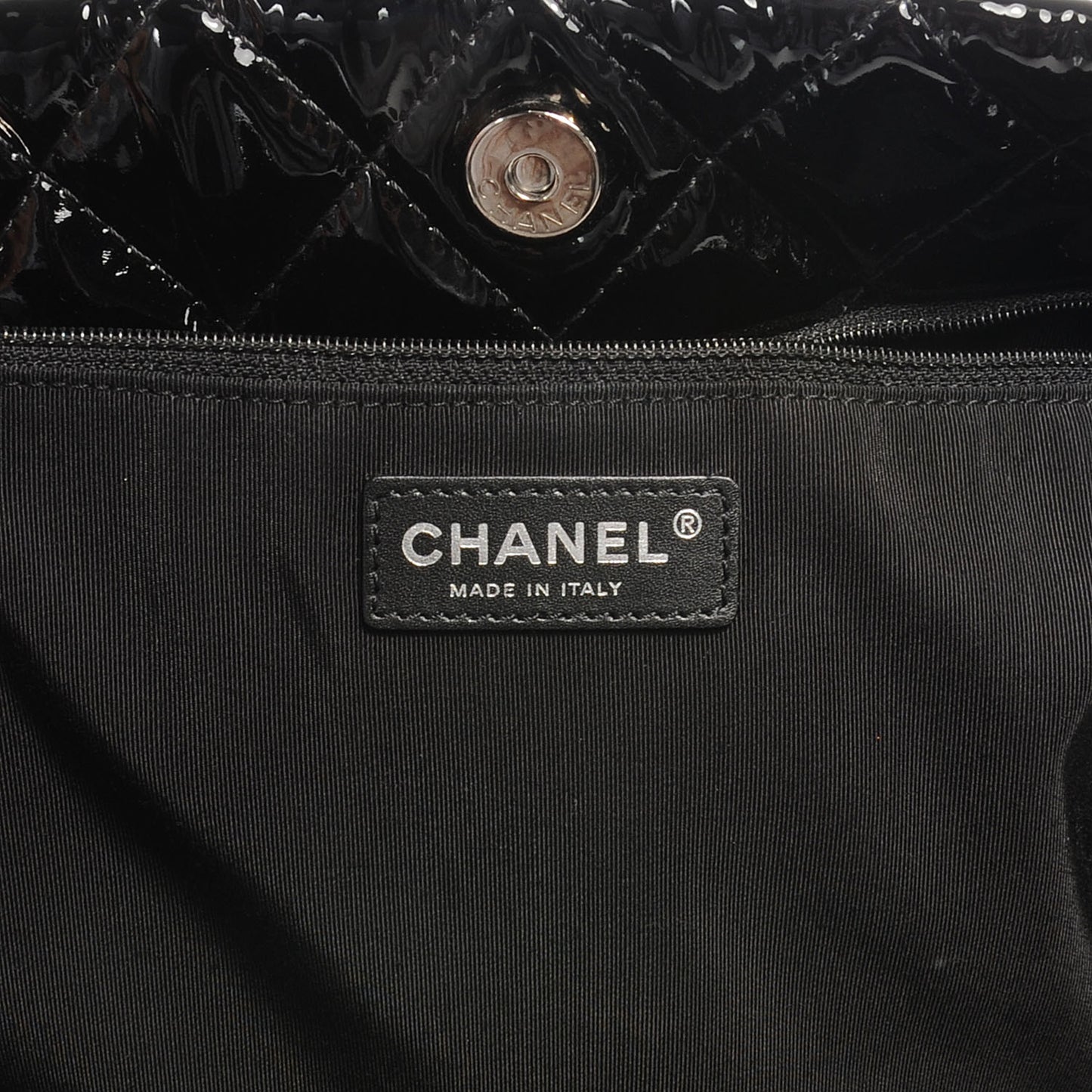 Patent Quilted Chic and Glitter Large Tote Black