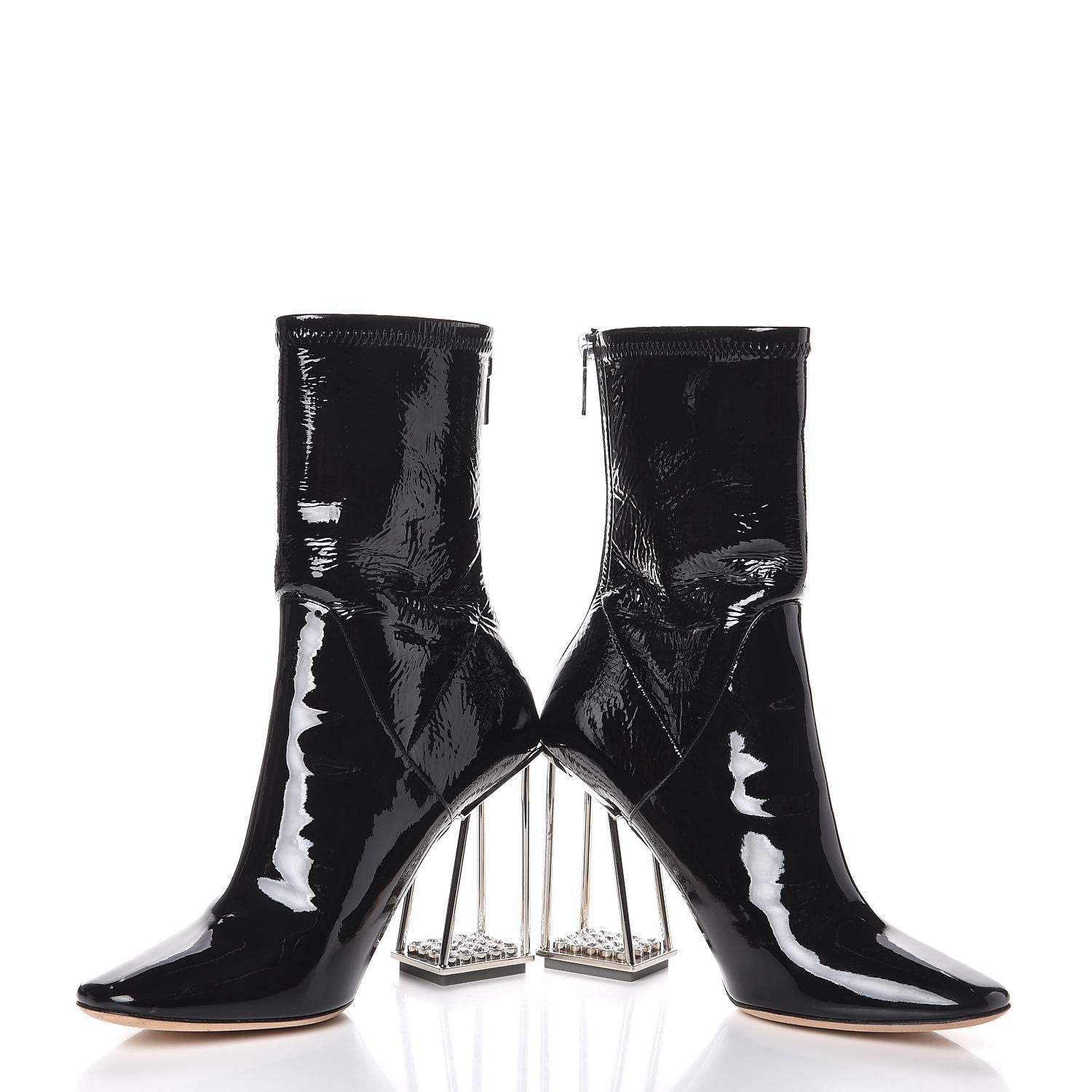 Christian Dior Patent Crystal Short Boots 38 Black 5 of 9