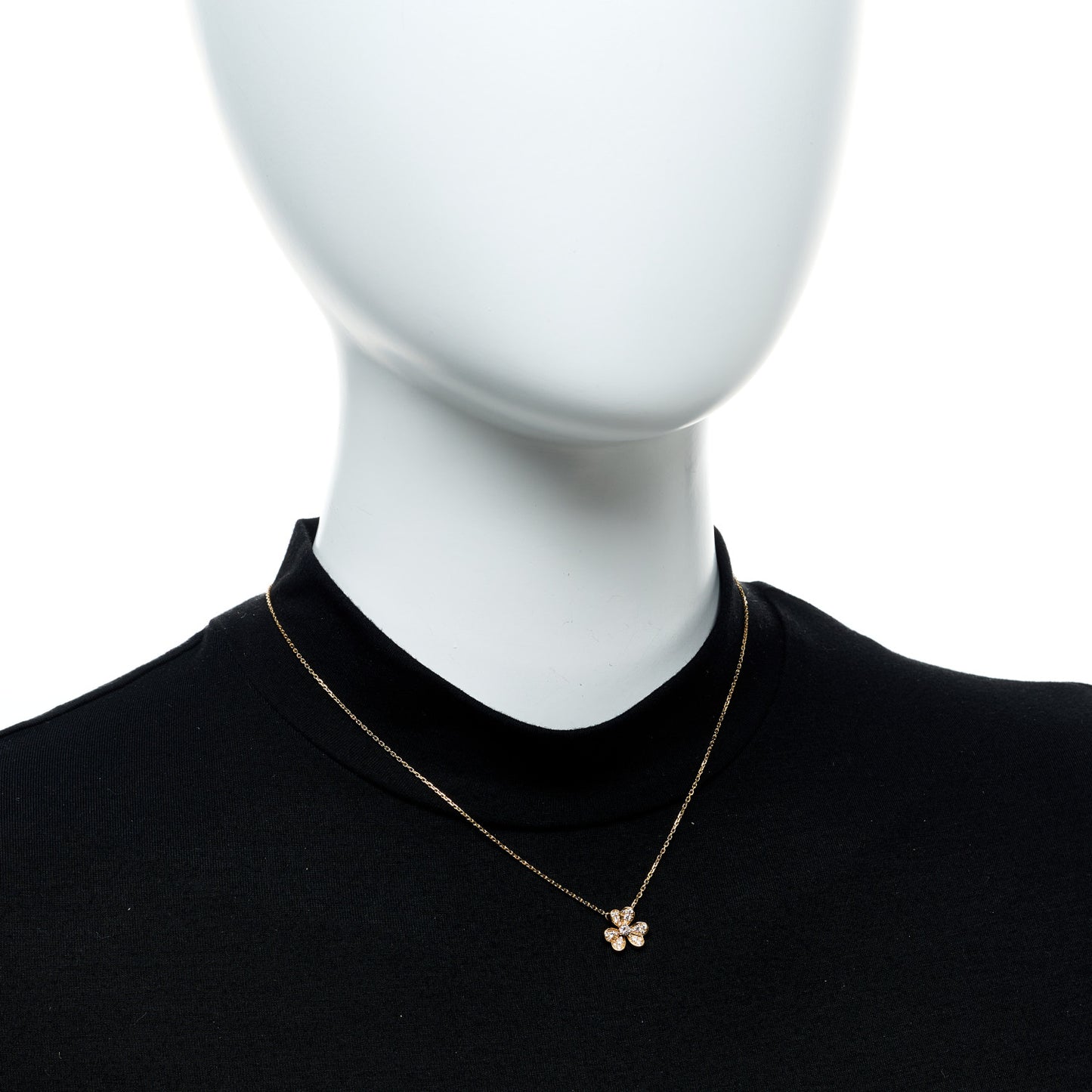 18K Yellow Gold Diamond Mini Frivole Pendant Pave Necklace