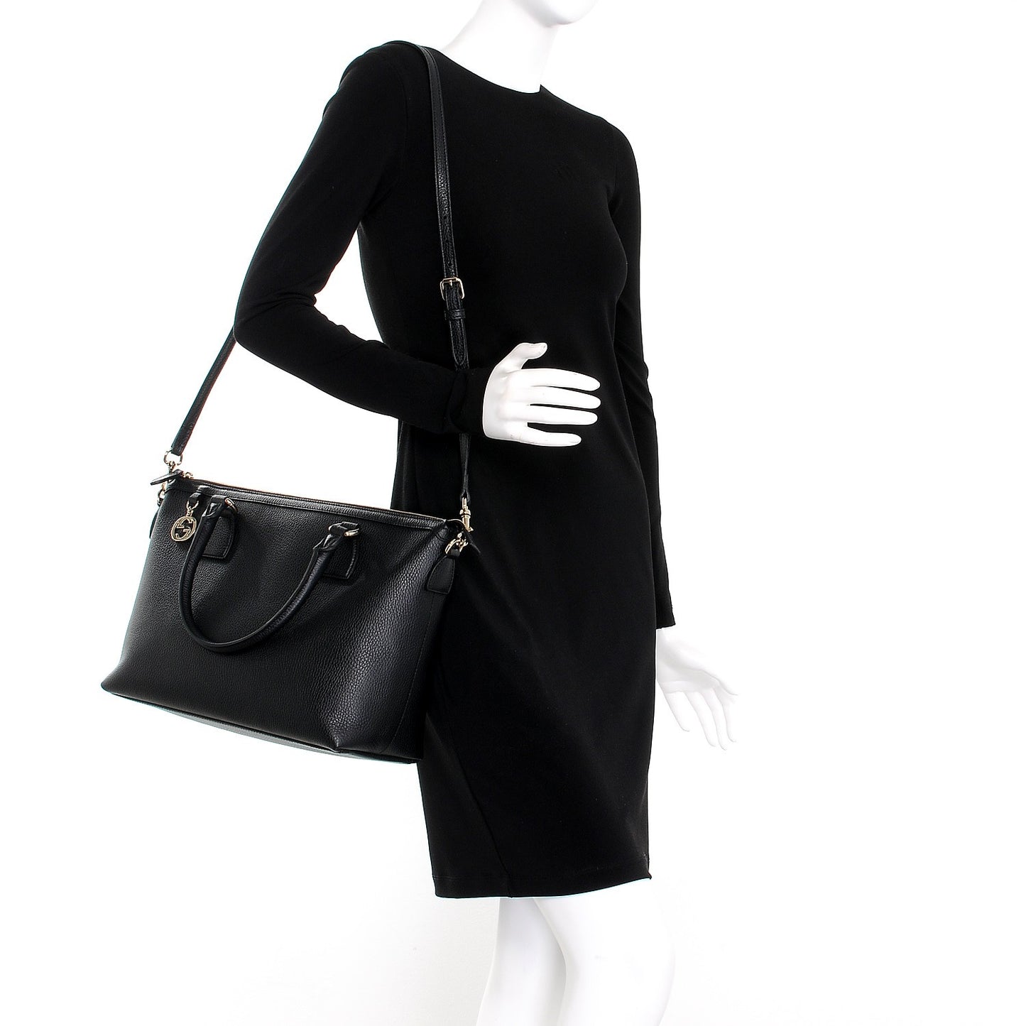 Dollar Calfskin GG Charm Satchel Black