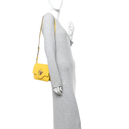 Versace Grained Calfskin La Medusa Flap Shoulder Bag Yellow 2 of 10