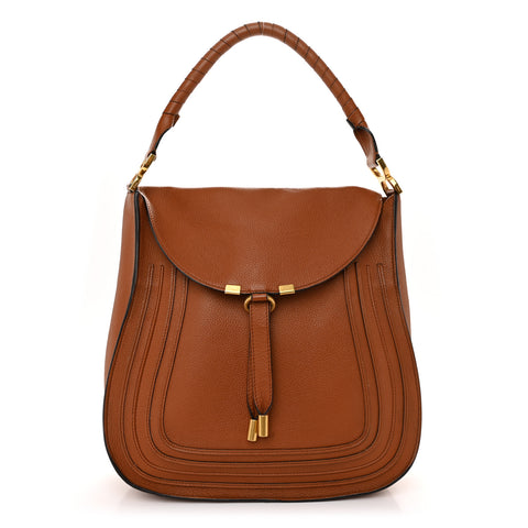 Calfskin Marcie Hobo Tote Tan