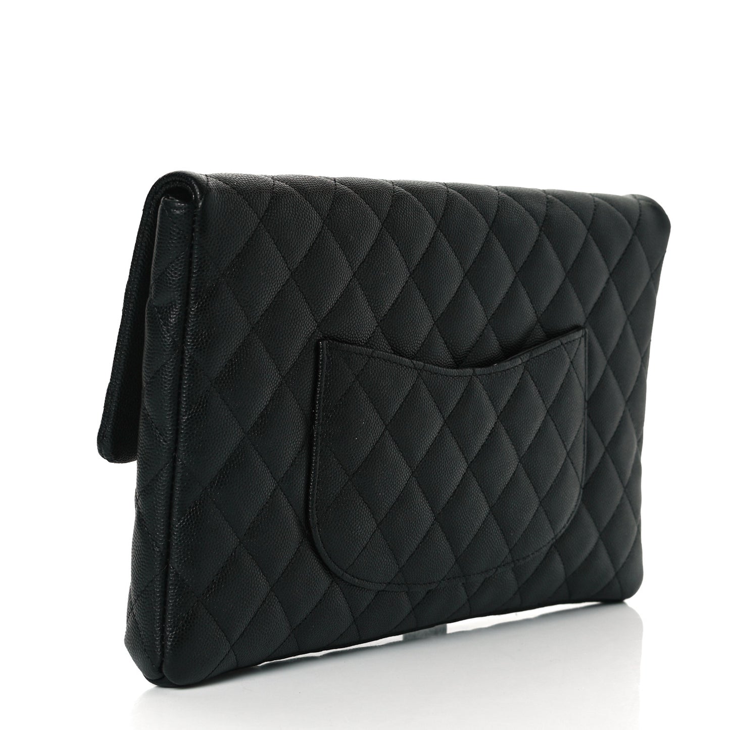 Caviar Quilted Flap Clutch Black