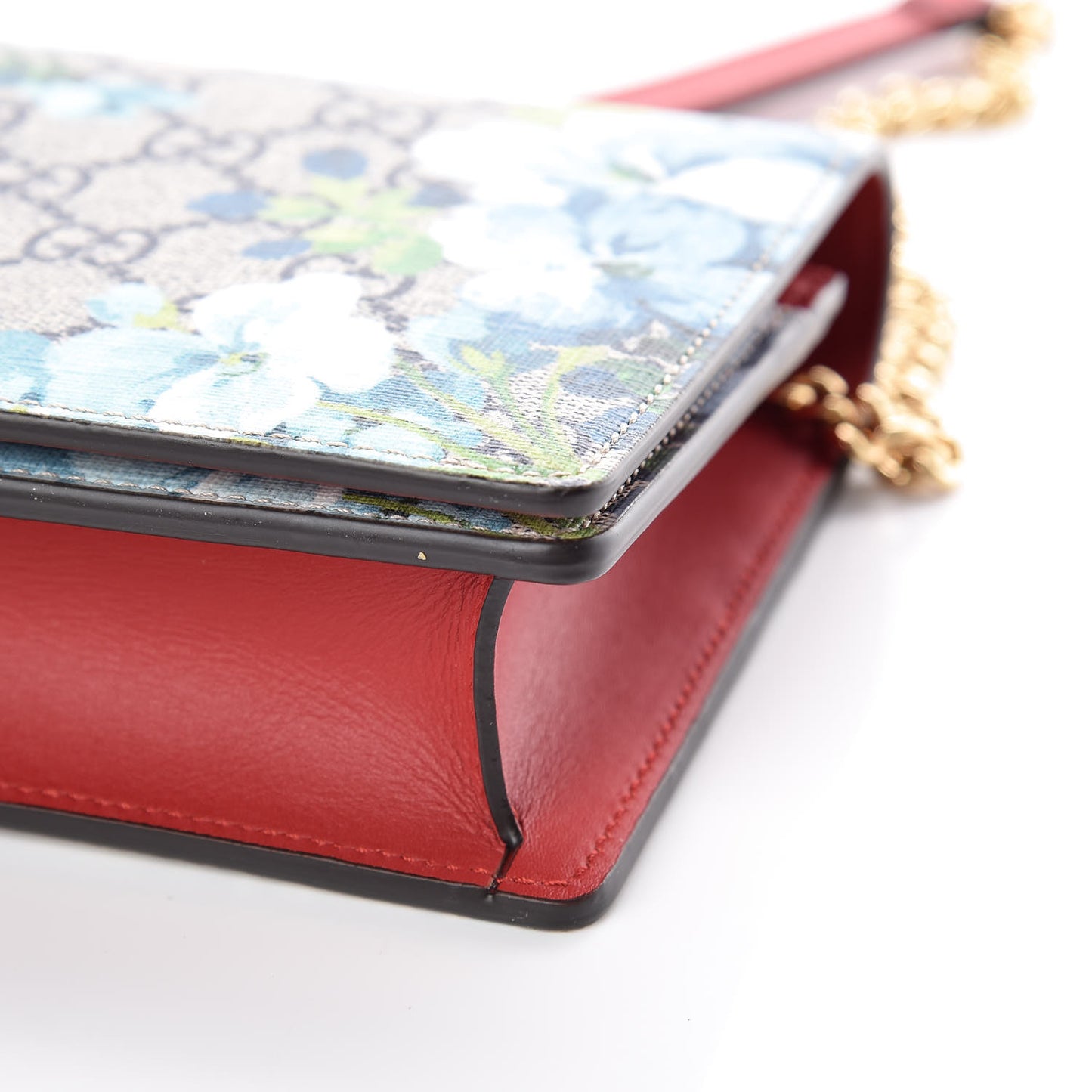 GG Supreme Monogram Blooms Chain Wallet Blue
