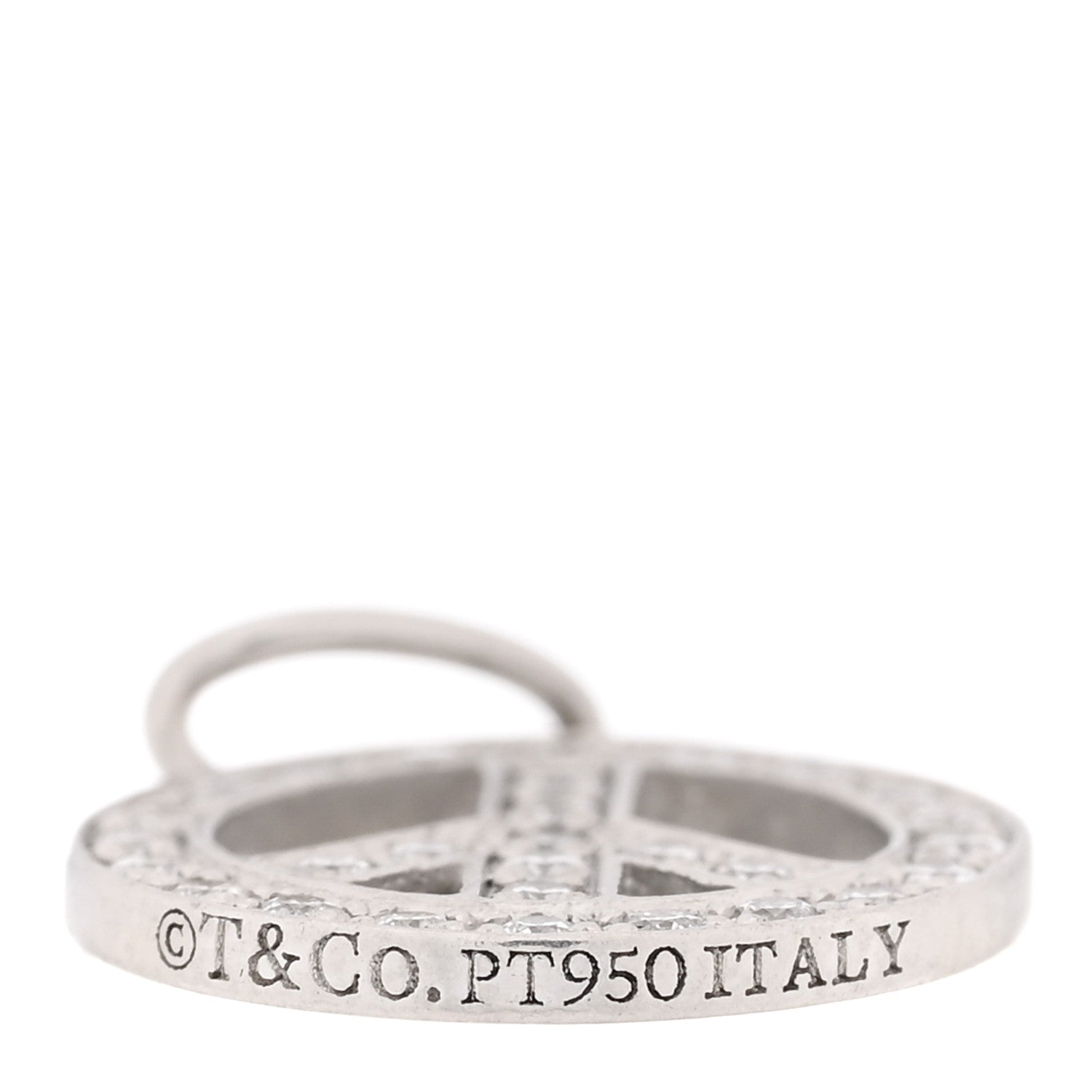 Tiffany Platinum Diamond Mini Peace Charm Pendant 3 of 3