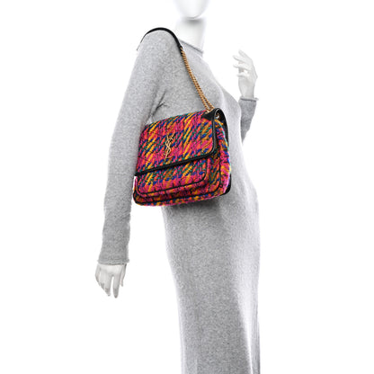 Saint Laurent SAINT LAURENT Tweed Calfskin Matelasse Monogram Medium Niki Chain Satchel Multicolor 2 of 9