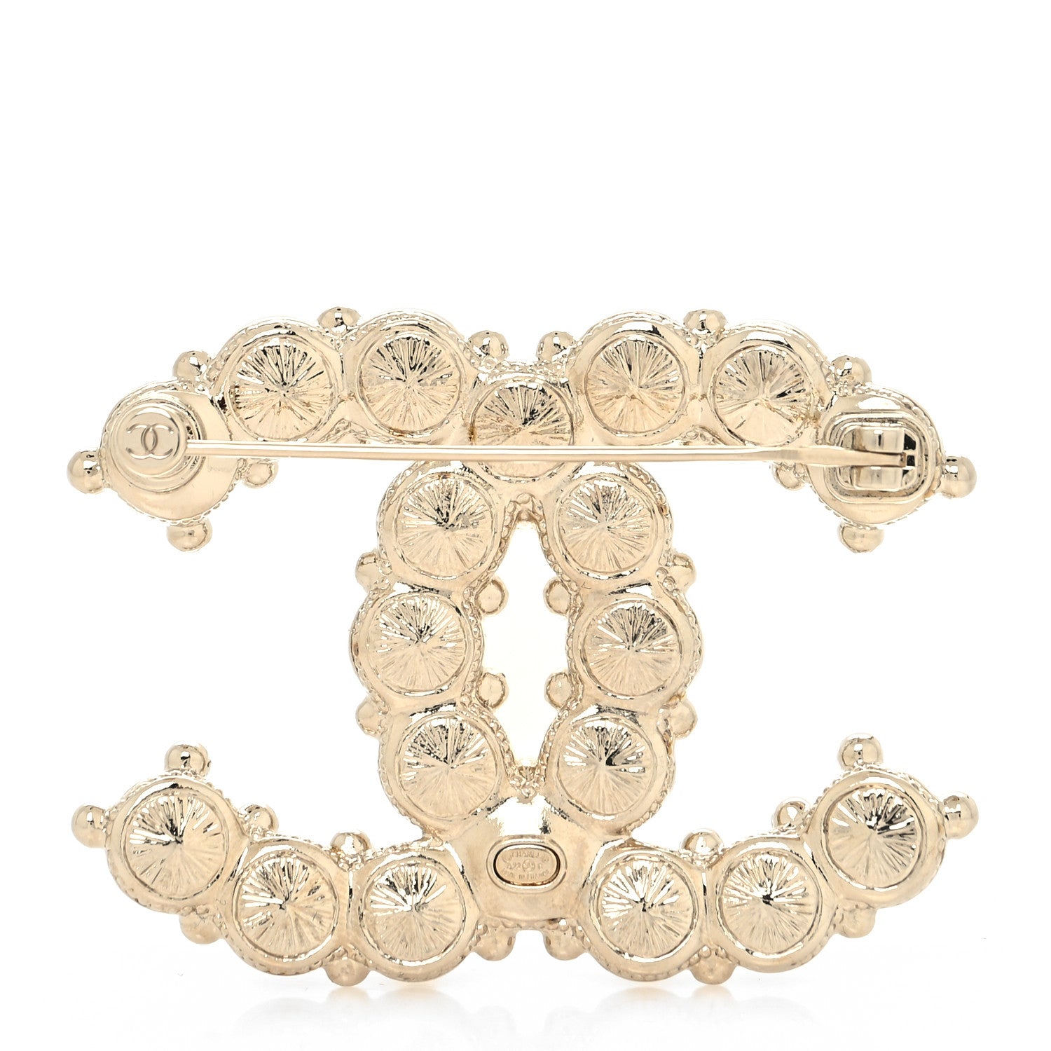 Chanel Pearl Crystal CC Brooch Gold 2 of 4