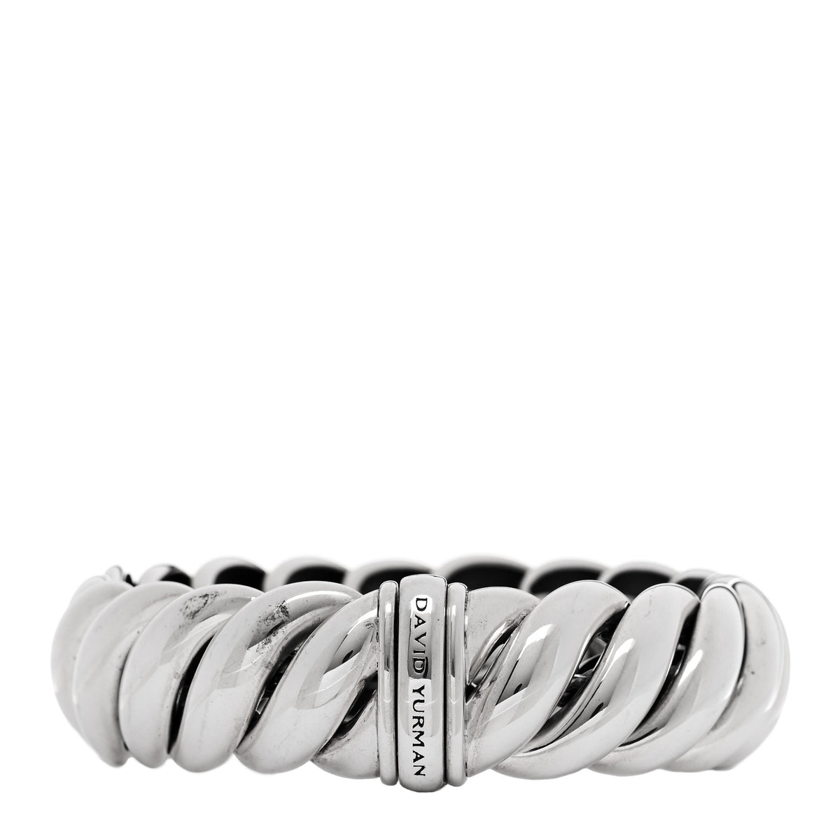 David Yurman Sterling Silver 20mm Sculpted Cable Link Bracelet 2 of 5