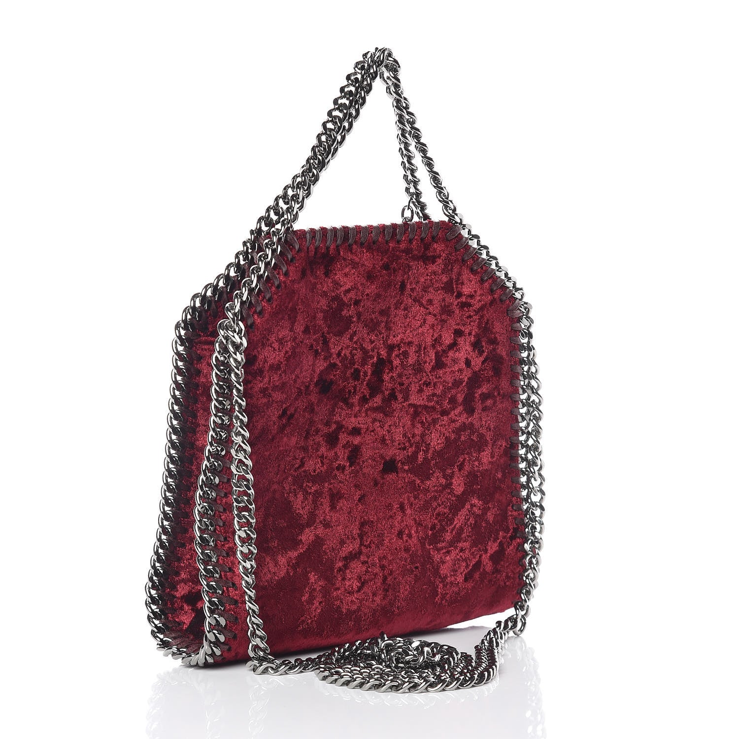 Stella McCartney Crushed Velvet Tiny Falabella Tote Burgundy 3 of 8