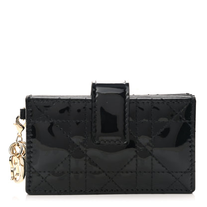 Christian Dior Patent Cannage Lady Dior 5-Gusset Card Holder Black 1 of 5